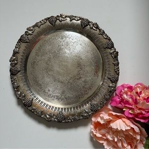 Vintage Silver Tray - Grapes
